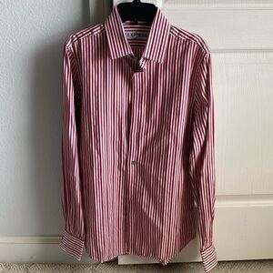 Men’s Express white and red striped long sleeve button down size Small.